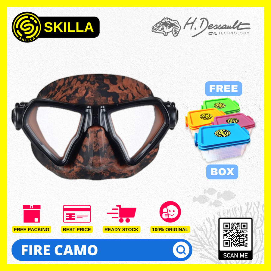 H. Dessault Element Low Volume Freediving/Spearfishing Mask - Fire (Merah)